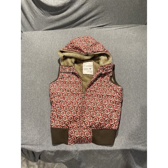 Aeropostale Hooded Vest Women’s Size Medium Brown/ Coral - Picture 1 of 8
